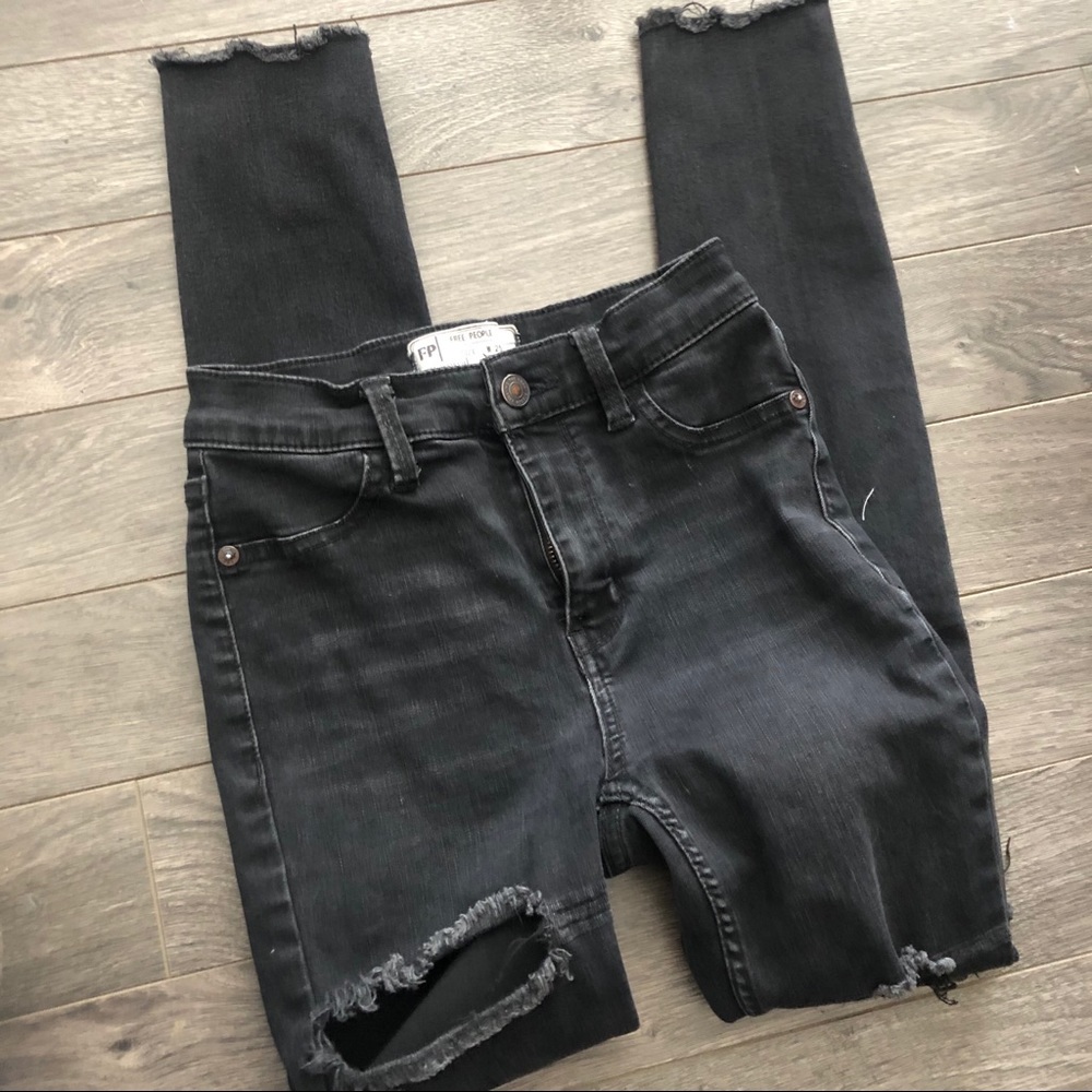 Free People Black Dstryd Raw High-rise Jegging 25 - Picture 4 of 5